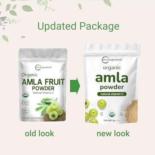 Micro Ingredients Polvo de Amla Orgánico (Amalaki) | 32oz, Polvo de Grosella de la India | Rico en Vitamina C, Antioxidantes, Apoya el Sistema - imagen 3