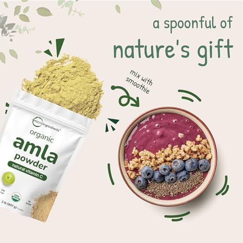 Micro Ingredients Polvo de Amla Orgánico (Amalaki) | 32oz, Polvo de Grosella de la India | Rico en Vitamina C, Antioxidantes, Apoya el Sistema - imagen 7