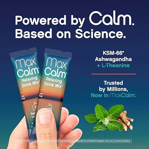 Max Calm Mezcla de Bebida Relajante | Sabor Frambuesa-Limón | Suplemento de Magnesio y KSM-66 Ashwagandha | Apoya la Relajación | 30 Paquetes - imagen 5