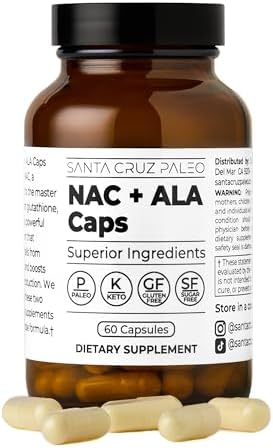 Santa Cruz Paleo, Cápsulas de NAC + ALA, Suplemento Antioxidante con Ácido Alfa Lipoico y N-Acetil Cisteína, 60 Cápsulas, Libre de Gluten, Keto, Paleo - imagen 1