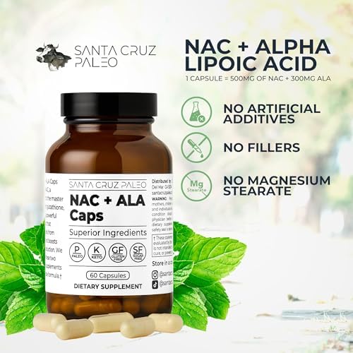 Santa Cruz Paleo, Cápsulas de NAC + ALA, Suplemento Antioxidante con Ácido Alfa Lipoico y N-Acetil Cisteína, 60 Cápsulas, Libre de Gluten, Keto, Paleo - imagen 6