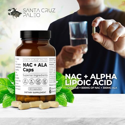 Santa Cruz Paleo, Cápsulas de NAC + ALA, Suplemento Antioxidante con Ácido Alfa Lipoico y N-Acetil Cisteína, 60 Cápsulas, Libre de Gluten, Keto, Paleo - imagen 7