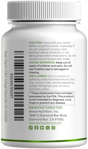 Suplemento DEAL Vitamina D3 5,000 IU + K2 MK7 100mcg en Softgels | Complejo 2 en 1 con Aceite de Coco Virgen | Apoya Salud del Corazón, Huesos, - imagen 7