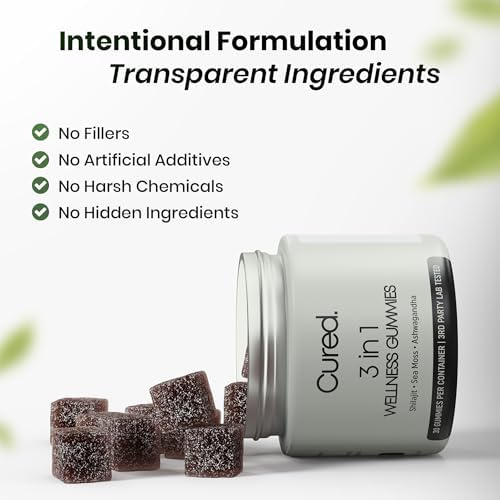 Gomitas Cured 3 en 1 - Shilajit Puro del Himalaya para Hombres y Mujeres | Musgo Marino, Ashwagandha y Miel de Manuka Orgánica con 85+ Minerales | - imagen 4