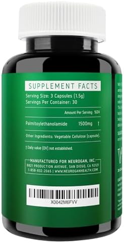 Suplemento Neurogan Ultra Micronizado de Palmitoiletanolamida (PEA) - 1500 MG por Porción - Alta Pureza y Biodisponibilidad - 90 Cápsulas - Soporte - imagen 2