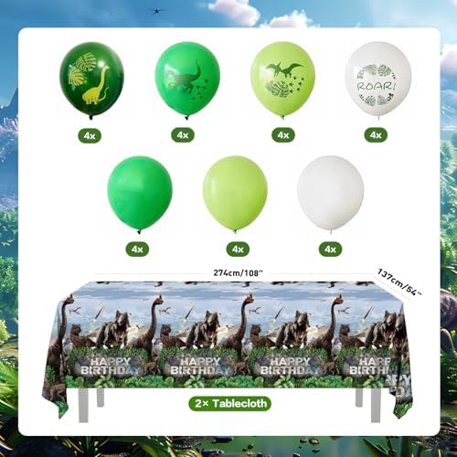 Juego de Decoraciones de Fiesta de Dinosaurios 207 Piezas - Platos, Servilletas, Vasos, Cubiertos, Globos, Banner y Más para 24 Personas - imagen 3