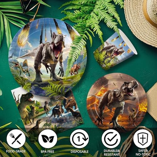 Juego de Decoraciones de Fiesta de Dinosaurios 207 Piezas - Platos, Servilletas, Vasos, Cubiertos, Globos, Banner y Más para 24 Personas - imagen 4