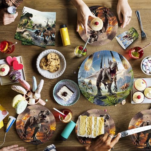 Juego de Decoraciones de Fiesta de Dinosaurios 207 Piezas - Platos, Servilletas, Vasos, Cubiertos, Globos, Banner y Más para 24 Personas - imagen 6