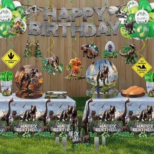 Juego de Decoraciones de Fiesta de Dinosaurios 207 Piezas - Platos, Servilletas, Vasos, Cubiertos, Globos, Banner y Más para 24 Personas - imagen 7