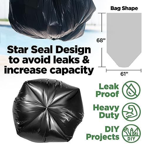 Bolsas de Basura Extra Grandes ToughBag de 95-96 Galones, 61x68” Negras, 1.2 Mil de Grosor (25 Piezas), Resistentes para Almacenamiento y Jardinería - imagen 2