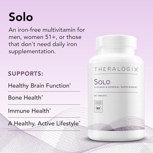 Suplemento Multivitamínico y Multimineral Theralogix Solo Sin Hierro - Suministro para 90 Días - Multivitamínico Sin Hierro para Hombres y Mujeres - - imagen 2