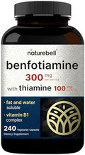 NatureBell Benfotiamina con Tiamina - 240 Cápsulas Vegetarianas - 300mg Benfotiamina y 100mg Tiamina - Apoyo para el Corazón y el Sistema Nervioso* - - imagen 1