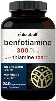 NatureBell Benfotiamina con Tiamina - 240 Cápsulas Vegetarianas - 300mg Benfotiamina y 100mg Tiamina - Apoyo para el Corazón y el Sistema Nervioso* - - imagen 1
