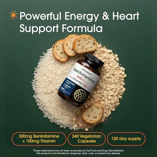 NatureBell Benfotiamina con Tiamina - 240 Cápsulas Vegetarianas - 300mg Benfotiamina y 100mg Tiamina - Apoyo para el Corazón y el Sistema Nervioso* - - imagen 2