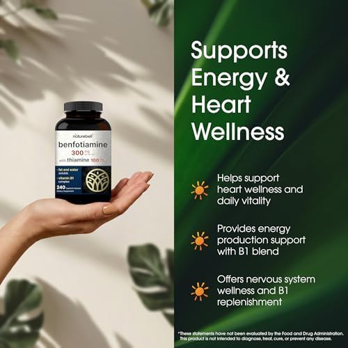 NatureBell Benfotiamina con Tiamina - 240 Cápsulas Vegetarianas - 300mg Benfotiamina y 100mg Tiamina - Apoyo para el Corazón y el Sistema Nervioso* - - imagen 4