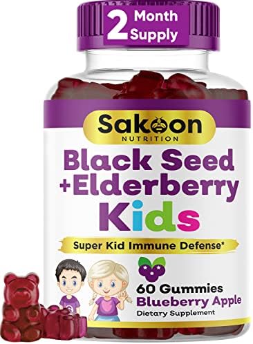 Gomitas Sakoon Nutrition de Saúco y Aceite de Semilla Negra para Niños, Apoyo Inmunológico, con Vitamina C y Zinc, Sabor a Baya, 60 Gomitas - imagen 1