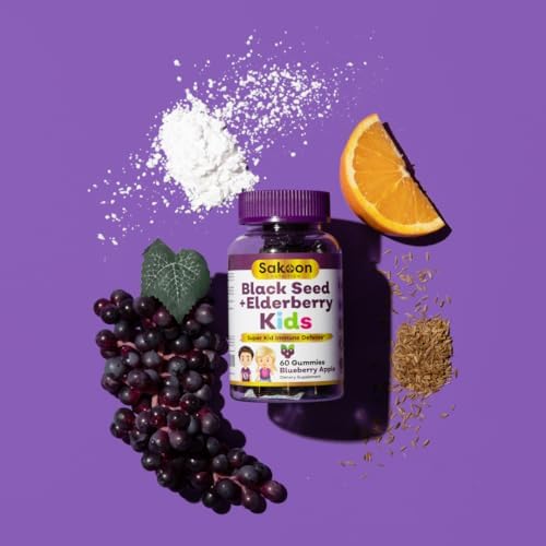 Gomitas Sakoon Nutrition de Saúco y Aceite de Semilla Negra para Niños, Apoyo Inmunológico, con Vitamina C y Zinc, Sabor a Baya, 60 Gomitas - imagen 2