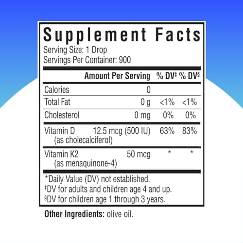 Gotas de Vitamina D3 + K2 de Seeking Health - Vitamina Líquida para el Sistema Inmunológico y Salud Ósea - Ayuda a la Absorción de Calcio - 1 Fl oz - imagen 2