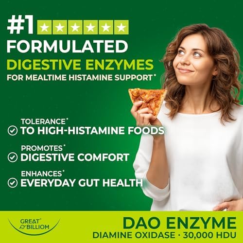 GREAT BILLIOM DAO Enzima (Diamina Oxidasa) - Enzimas Digestivas para Hombres y Mujeres - 30,000 HDU - Suplemento para la Salud Digestiva - 60 Cápsulas - imagen 2