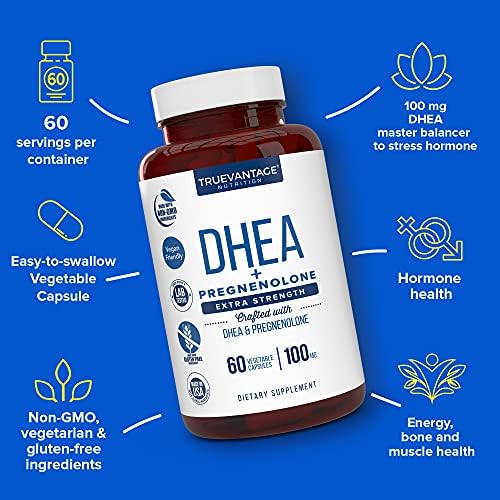 Truevantage Nutrition DHEA 100 mg con Pregnenolona 60 mg – Cápsulas Vegetales, No GMO - imagen 2