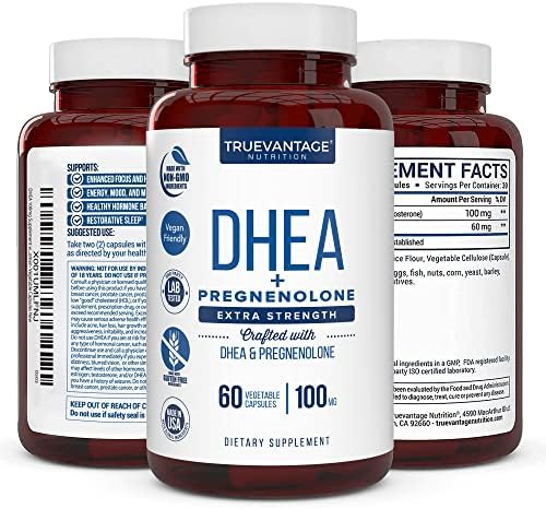 Truevantage Nutrition DHEA 100 mg con Pregnenolona 60 mg – Cápsulas Vegetales, No GMO - imagen 6