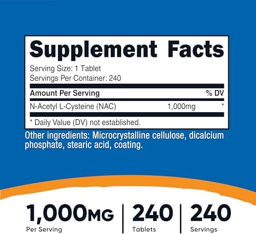 Nutricost N-Acetil L-Cisteína (NAC) 1000 mg, 240 Tabletas Veganas - Sin OGM, Sin Gluten, Suplemento Vegetariano - imagen 2