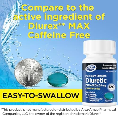 RIGHT REMEDIES Suplemento Diurético Máxima Fuerza Sin Cafeína, 120 Softgels, Pamabrom 50mg, Alivia la Pesadez por Retención de Líquidos - imagen 3