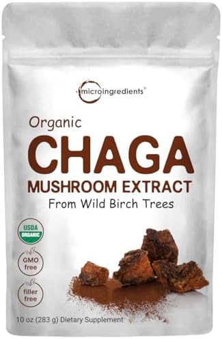 Extracto de Hongo Chaga Orgánico Micro Ingredients, 10 oz | 100:1 Cosechado en la Naturaleza | Apoya el Sistema Inmunológico y Antioxidantes | Ideal - imagen 1