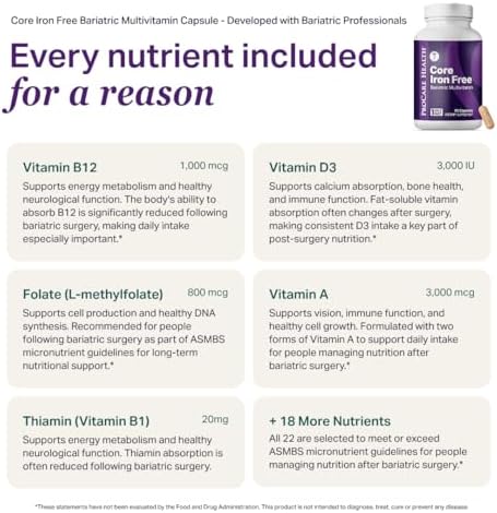 Multivitamínico Bariátrico Procare Health sin Hierro (30 Cápsulas Veganas de Disolución Rápida) - Vitaminas para Manga Gástrica y Bypass Gástrico - imagen 6