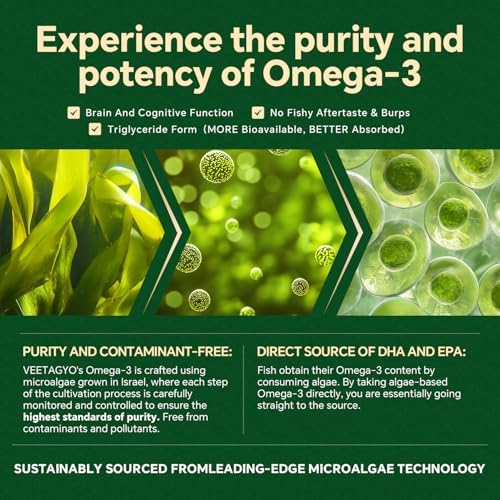 Gomitas Veganas Omega 3 1200mg - Doble Capa - Suplemento de Algas Marinas DHA 600mg, EPA 400mg con Astaxantina, Sin Azúcar, 60 Piezas - imagen 3