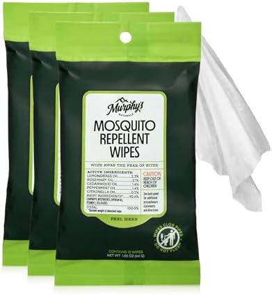 Toallitas Repelentes de Mosquitos Murphy’s Naturals, Paquete Reutilizable Mejorado, a Base de Plantas con Limón y Romero, 10 Toallitas, 3 Paquetes - imagen 1