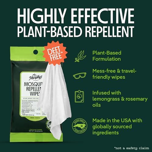 Toallitas Repelentes de Mosquitos Murphy’s Naturals, Paquete Reutilizable Mejorado, a Base de Plantas con Limón y Romero, 10 Toallitas, 3 Paquetes - imagen 2