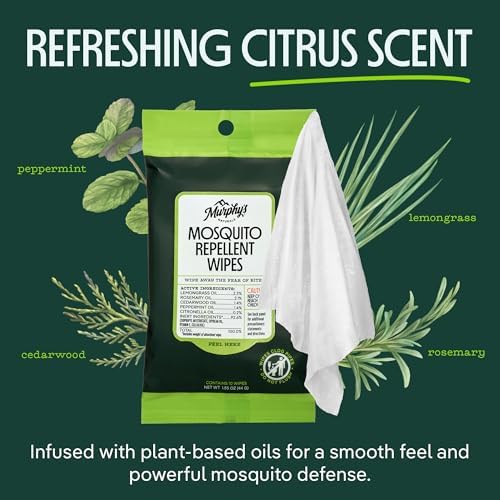 Toallitas Repelentes de Mosquitos Murphy’s Naturals, Paquete Reutilizable Mejorado, a Base de Plantas con Limón y Romero, 10 Toallitas, 3 Paquetes - imagen 4