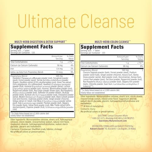 Nature's Secret Ultimate Cleanse - Programa de Limpieza Corporal de 2 Partes para Detoxificación y Eliminación - Suplementos Digestivos y de Colon a - imagen 2