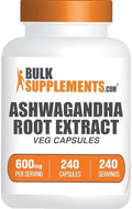Cápsulas de Extracto de Ashwagandha BulkSupplements.com - Suplemento Herbal Vegano y Sin Gluten, 1 Cápsula por Porción, 240 Contenido (Paquete de 1) - imagen 1