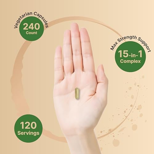 Complejo Hepático 15 en 1, 240 Cápsulas Vegetales | Mezcla de Hierbas y Minerales - Cardo Mariano, Raíz de Diente de León, Alcachofa, Aceite de - imagen 5