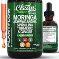 Gotas de Suplemento Clean Nutra Moringa con Ashwagandha, Espirulina, Clorela, Cúrcuma, Jengibre y Pasto de Cebada con Clorofila y Antioxidantes - imagen 1