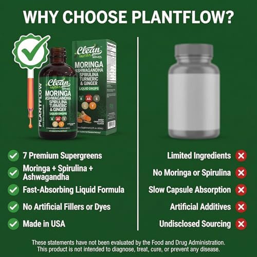 Gotas de Suplemento Clean Nutra Moringa con Ashwagandha, Espirulina, Clorela, Cúrcuma, Jengibre y Pasto de Cebada con Clorofila y Antioxidantes - imagen 7
