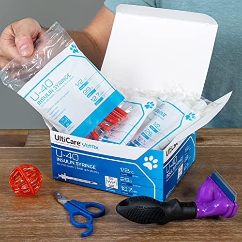 Jeringas de Insulina UltiCare VetRx U-40 para Mascotas, Dosis Cómoda y Precisa, Compatibles con Insulina U-40, Tamaño: 1/2cc, 29G x ½’’, con Marcas - imagen 3