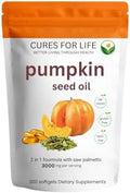 Aceite de Semilla de Calabaza Cures For Life con Saw Palmetto – 3000mg por Porción, 300 Softgels | Aceite Virgen Prensado en Frío | Apoya Salud - imagen 1