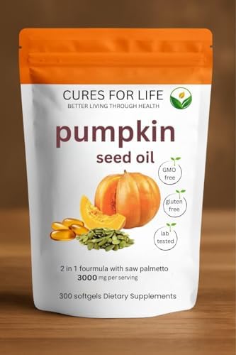 Aceite de Semilla de Calabaza Cures For Life con Saw Palmetto – 3000mg por Porción, 300 Softgels | Aceite Virgen Prensado en Frío | Apoya Salud - imagen 2