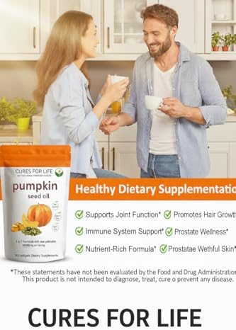 Aceite de Semilla de Calabaza Cures For Life con Saw Palmetto – 3000mg por Porción, 300 Softgels | Aceite Virgen Prensado en Frío | Apoya Salud - imagen 6