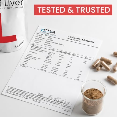 Cápsulas de Hígado de Res Alimentado con Pasto Bloomeo | 240 Contenidos, 750mg Cada Uno | Fuente Natural de 30+ Nutrientes Bio disponibles: Vitamina - imagen 6