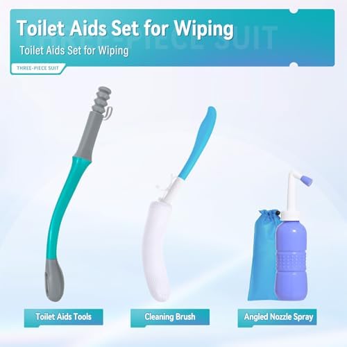 Set de Ayudas para el Baño - Limpiador de Cola con Mango Largo para Personas con Sobrepeso, Ancianos y Discapacitados, Kit de Higiene Personal (4 - imagen 2