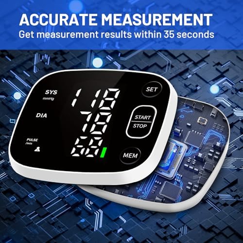 Monitor de Presión Arterial Recargable para Uso en Casa, Automático con Manguito Ajustable, 2 * 120 Lecturas, Memoria para 2 Usuarios y Funda de - imagen 3