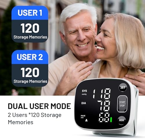 Monitor de Presión Arterial Recargable para Uso en Casa, Automático con Manguito Ajustable, 2 * 120 Lecturas, Memoria para 2 Usuarios y Funda de - imagen 4