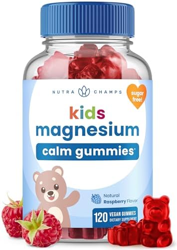 NutraChamps 120 Gomas de Magnesio para Niños - Gomas Calmantes Sin Azúcar - Suministro para 4 Meses - Apoya la Salud Ósea y el Sueño - imagen 1