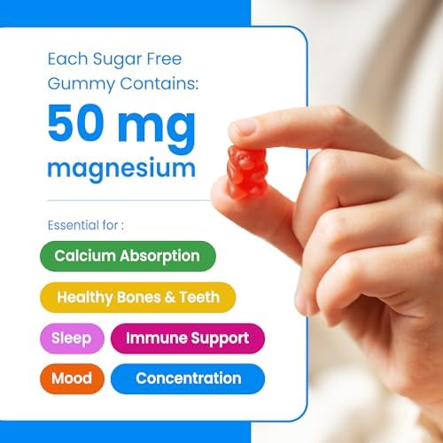 NutraChamps 120 Gomas de Magnesio para Niños - Gomas Calmantes Sin Azúcar - Suministro para 4 Meses - Apoya la Salud Ósea y el Sueño - imagen 2