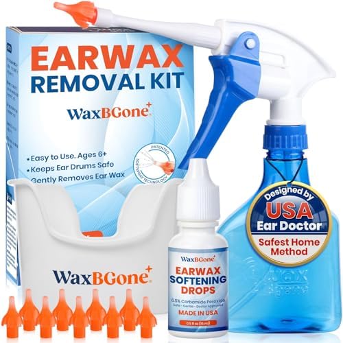 Kit de Remoción de Cerumen WaxBGone® con Puntas de Irrigación SoftSpray®, Pulverizador de Alta Salida 4X y Cuenca para Oídos - Kit de Limpieza Seguro - imagen 1