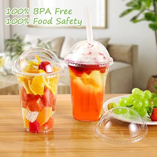 TashiBox Set de 100 Vasos Plásticos de 16oz con Tapa Cúpula Transparentes para Café Helado, Smoothies, Jugos, Refrescos y Cócteles - imagen 5